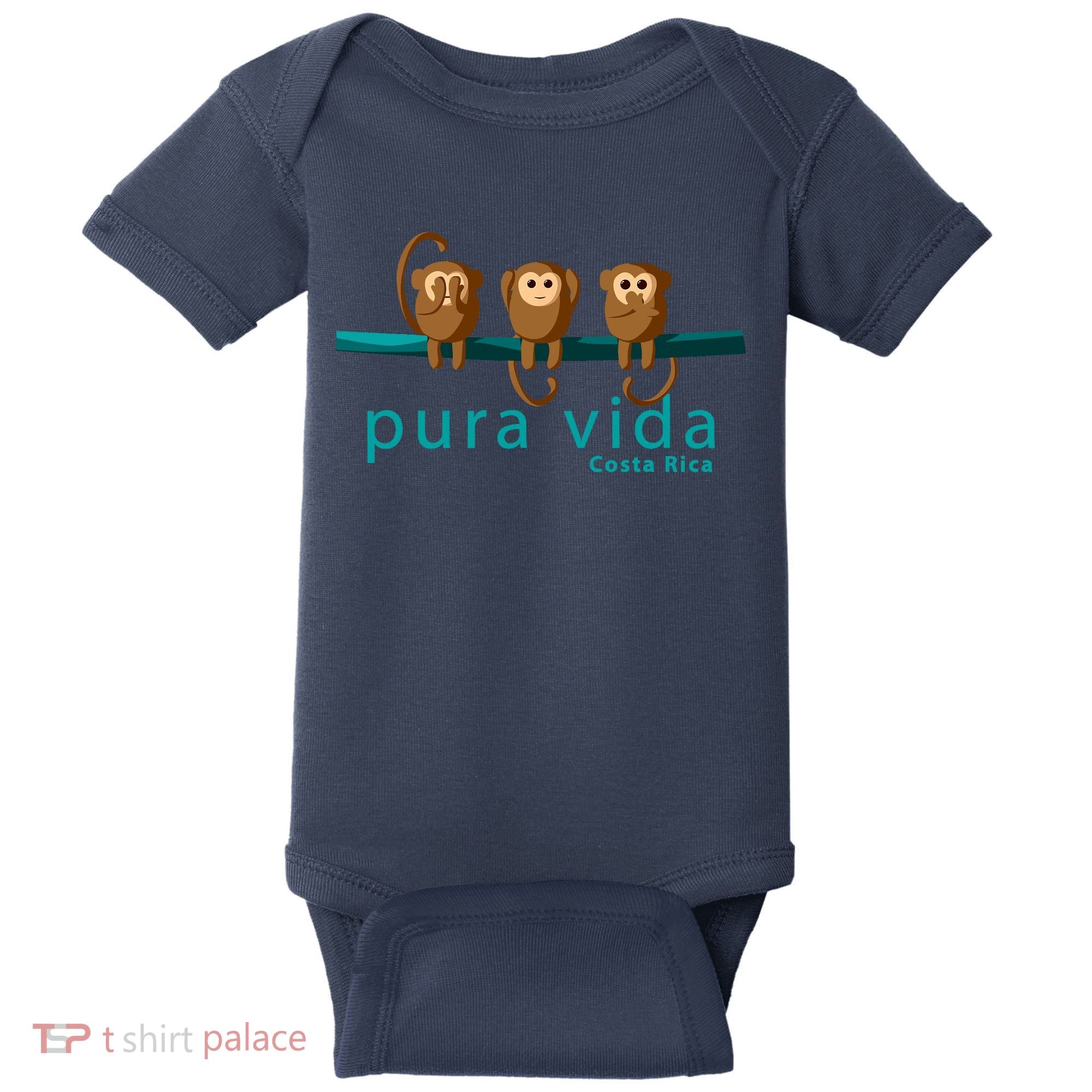 Pura Vida Monkeys Costa Rica Baby Bodysuit