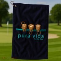 Pura Vida Monkeys Costa Rica Golf Towel thumb 1