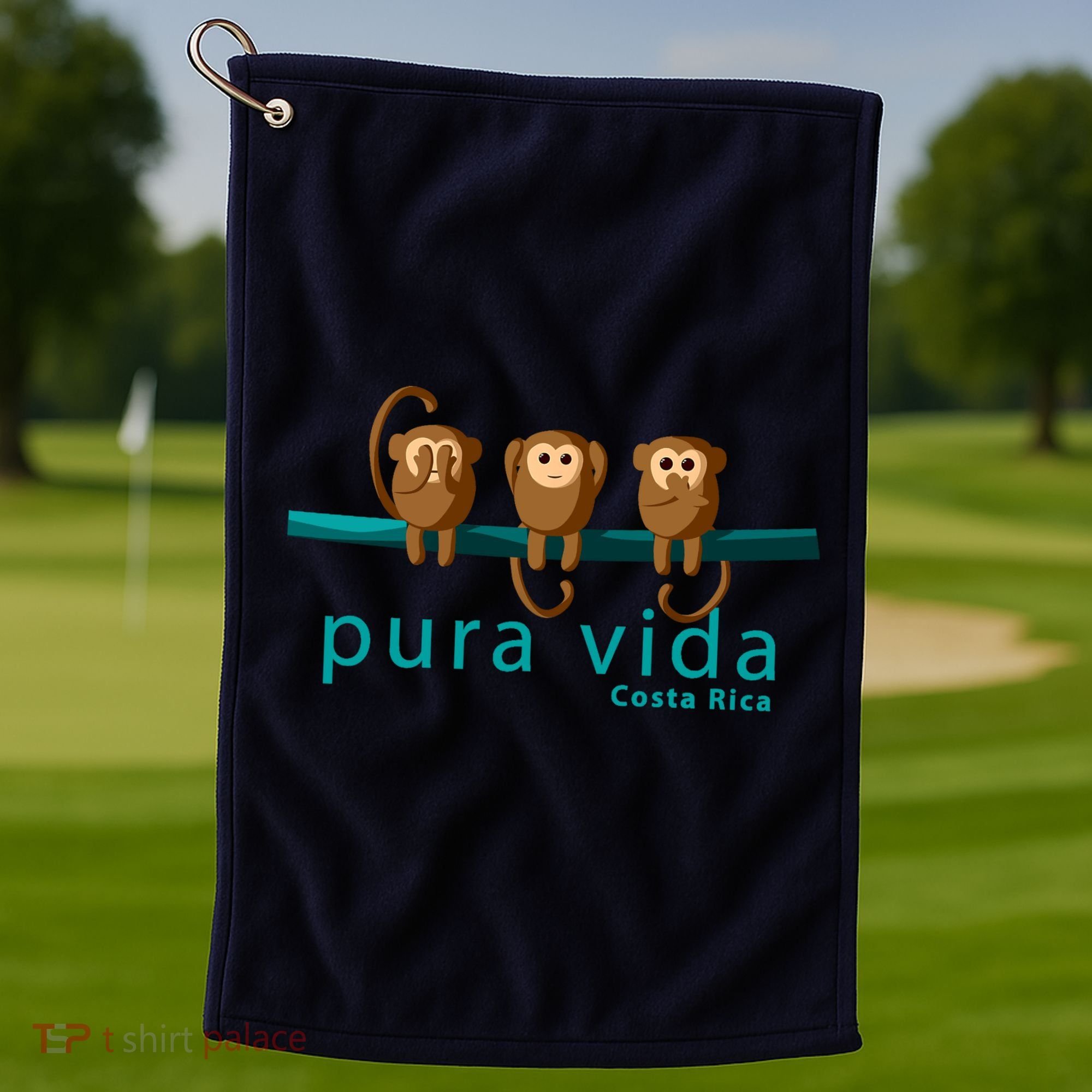 Pura Vida Monkeys Costa Rica Golf Towel