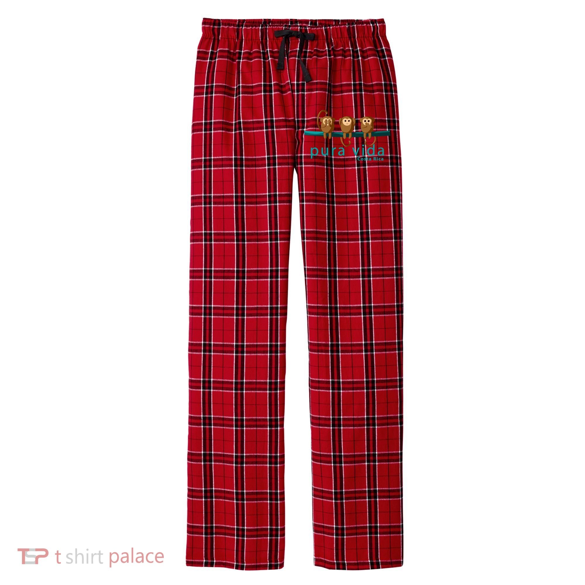 Pura Vida Monkeys Costa Rica Men's Flannel Plaid Pajama Pants