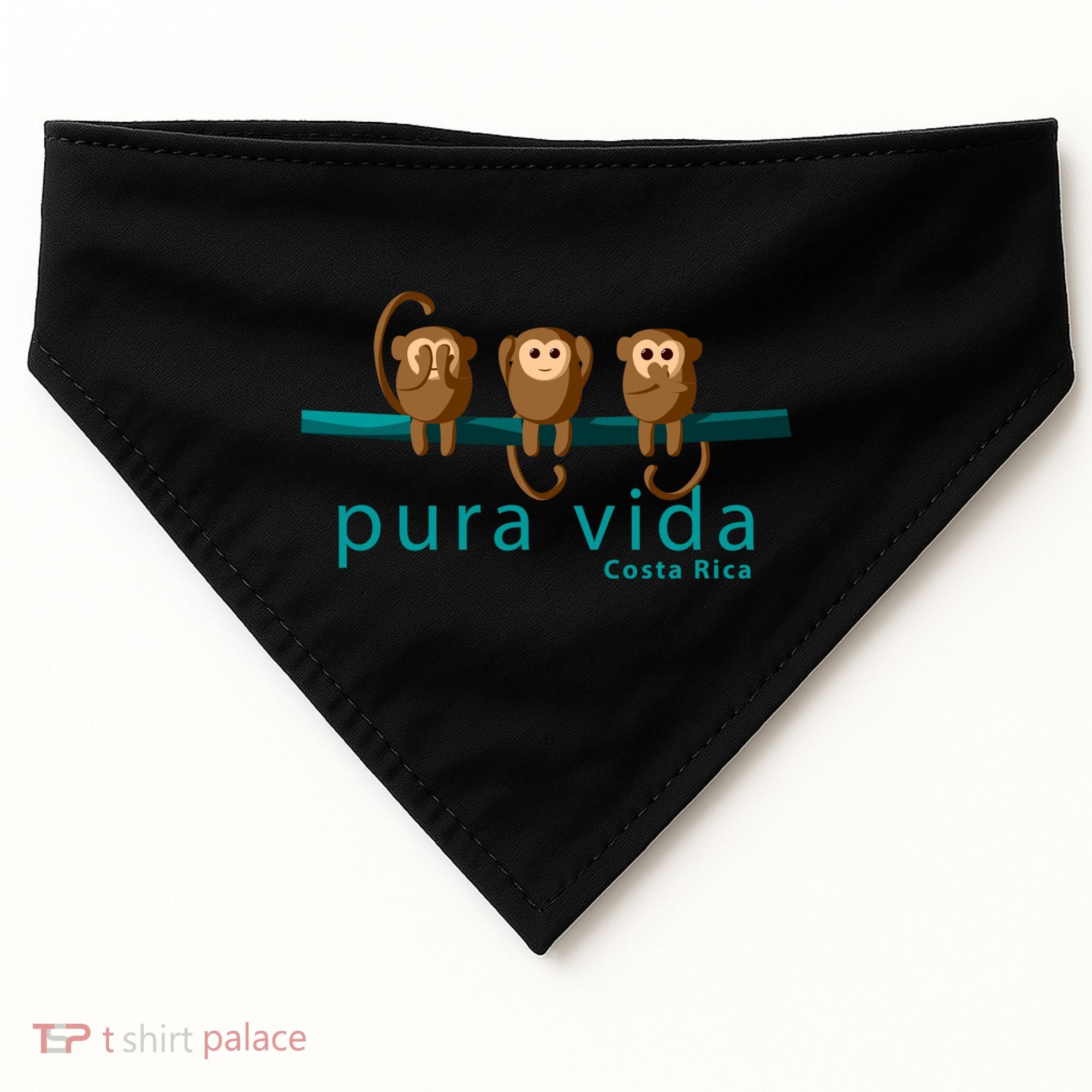 Pura Vida Monkeys Costa Rica Gift USA-Made Doggie Bandana