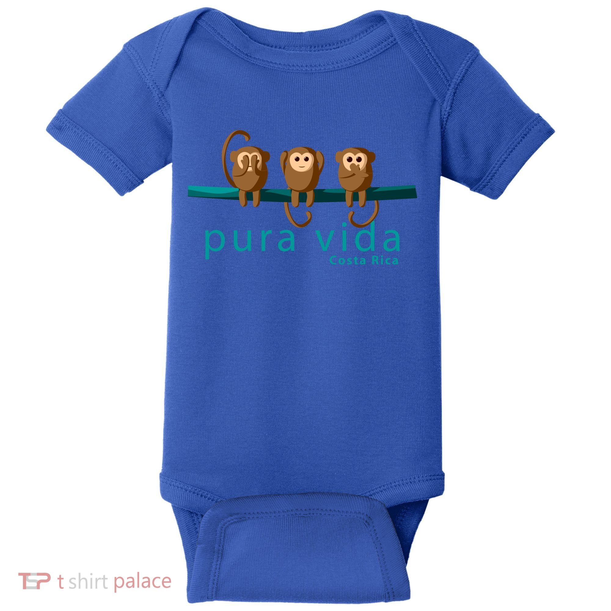 Pura Vida Monkeys Costa Rica Gift Baby Bodysuit
