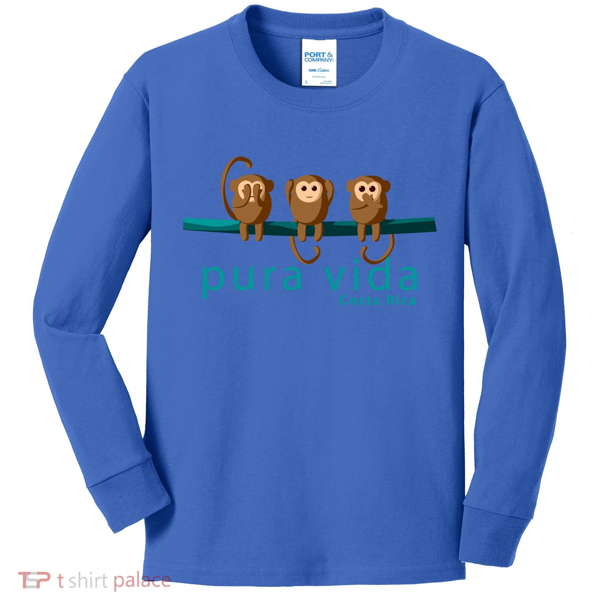 Pura Vida Monkeys Costa Rica Gift Kids Long Sleeve Shirt