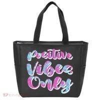 Positive Vibes Only Fun Quote Tote Bag thumb 0