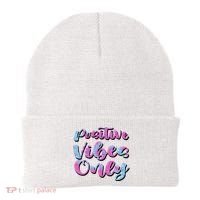 Positive Vibes Only Fun Quote Beanie thumb 0