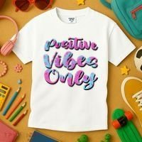 Positive Vibes Only Fun Quote Kids T-Shirt thumb 3