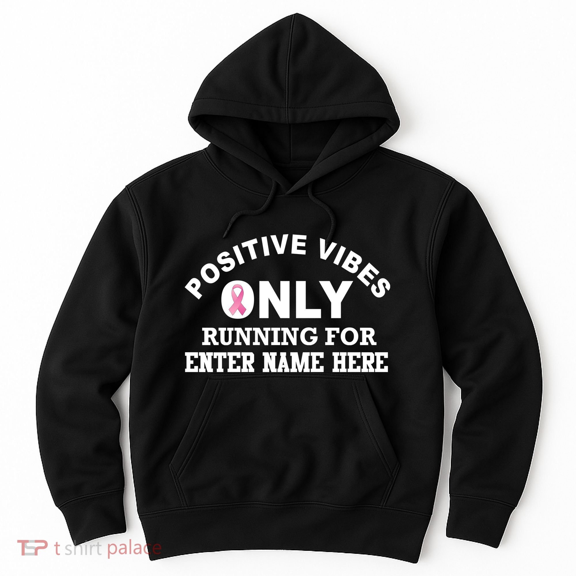 Positives Vibes Only Custom Name Breast Cancer Hoodie