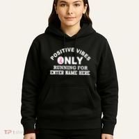 Positives Vibes Only Custom Name Breast Cancer Hoodie thumb 5
