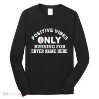 Positives Vibes Only Custom Name Breast Cancer Long Sleeve Shirt thumb 0