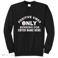 Positives Vibes Only Custom Name Breast Cancer Sweatshirt thumb 0
