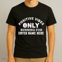 Positives Vibes Only Custom Name Breast Cancer T-Shirt thumb 3