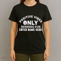 Positives Vibes Only Custom Name Breast Cancer T-Shirt thumb 4