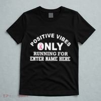 Positives Vibes Only Custom Name Breast Cancer T-Shirt thumb 5