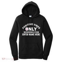 Positives Vibes Only Custom Name Breast Cancer Women's Hoodie thumb 0