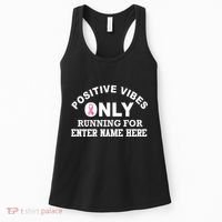 Positives Vibes Only Custom Name Breast Cancer Women's Tank Top thumb 0