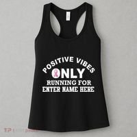 Positives Vibes Only Custom Name Breast Cancer Women's Tank Top thumb 3