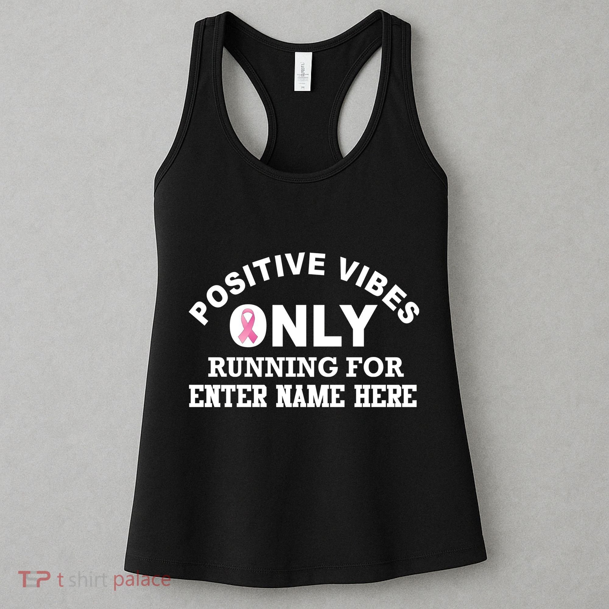 Positives Vibes Only Custom Name Breast Cancer Women's Tank Top