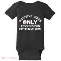 Positives Vibes Only Custom Name Breast Cancer Baby Bodysuit thumb 0