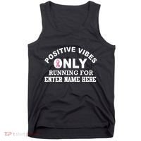 Positives Vibes Only Custom Name Breast Cancer Tank Top thumb 0