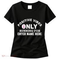 Positives Vibes Only Custom Name Breast Cancer Women's T-Shirt thumb 0