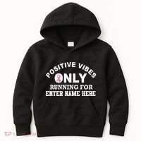 Positives Vibes Only Custom Name Breast Cancer Kids Hoodie thumb 0
