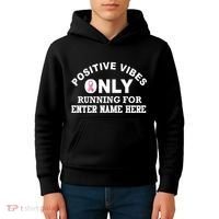 Positives Vibes Only Custom Name Breast Cancer Kids Hoodie thumb 4