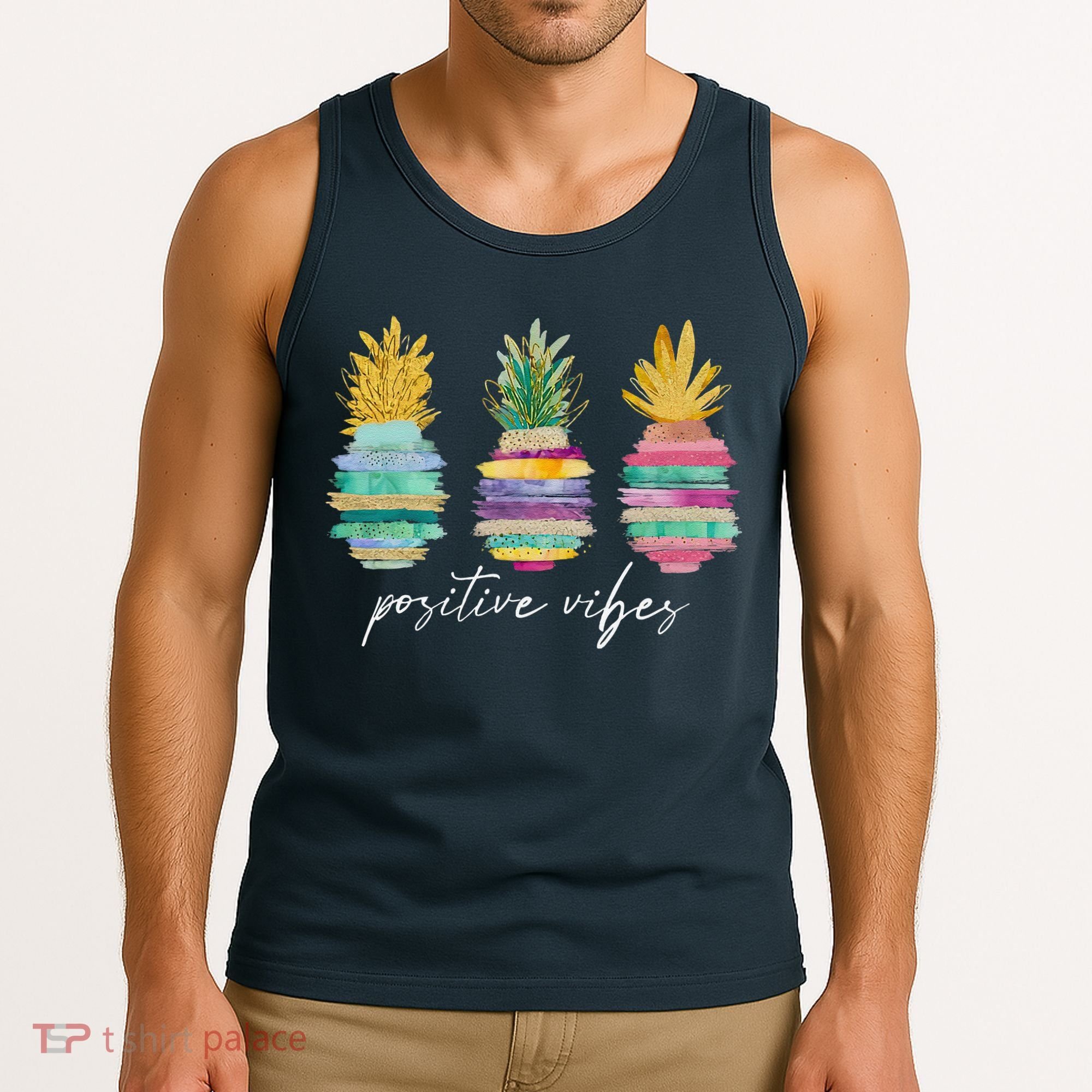 Positive Vibe Pineapple Transfer Day Infertility Ivf Mom Dad Tank Top