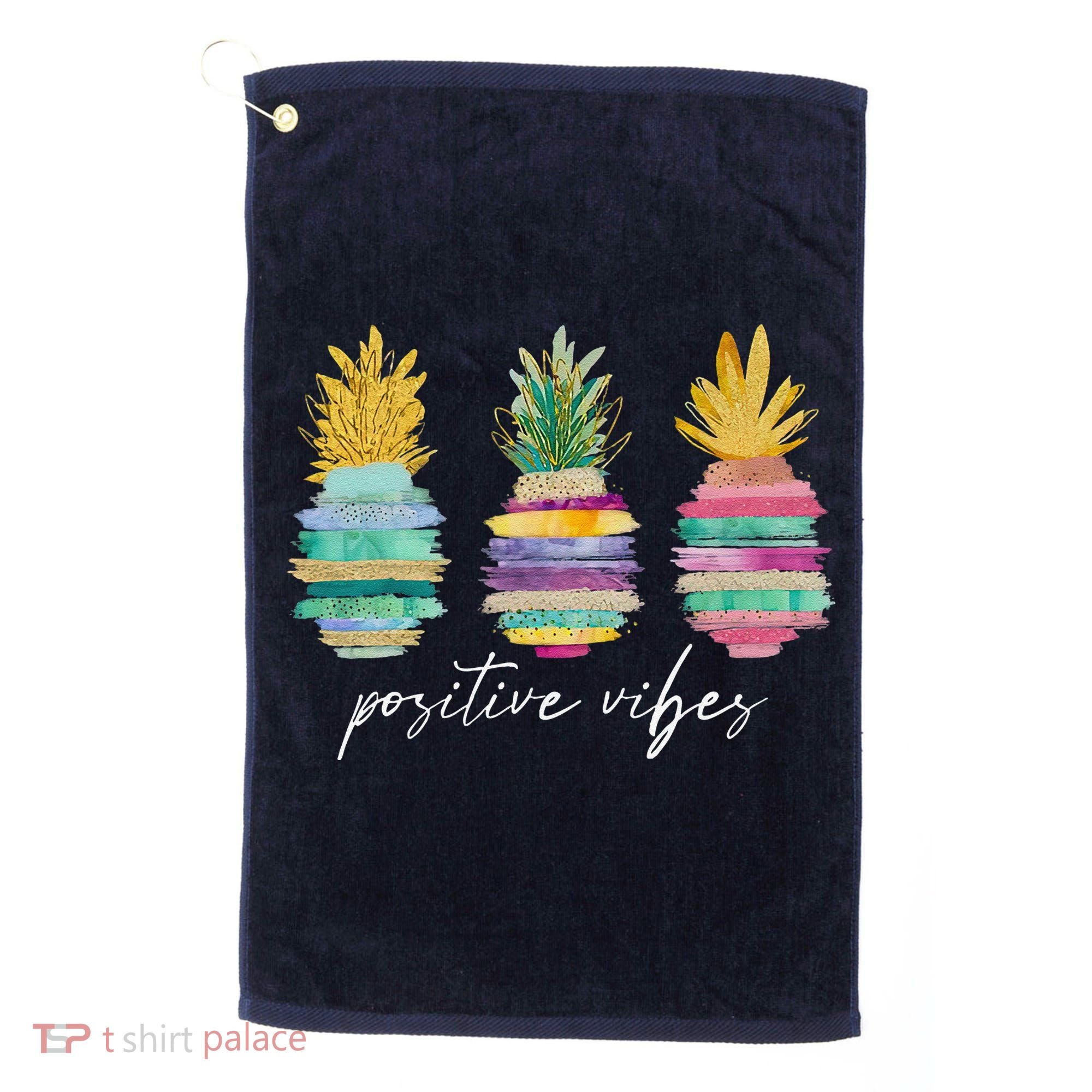 Positive Vibe Pineapple Transfer Day Infertility Ivf Mom Dad Golf Towel