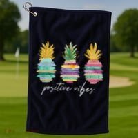 Positive Vibe Pineapple Transfer Day Infertility Ivf Mom Dad Golf Towel thumb 1