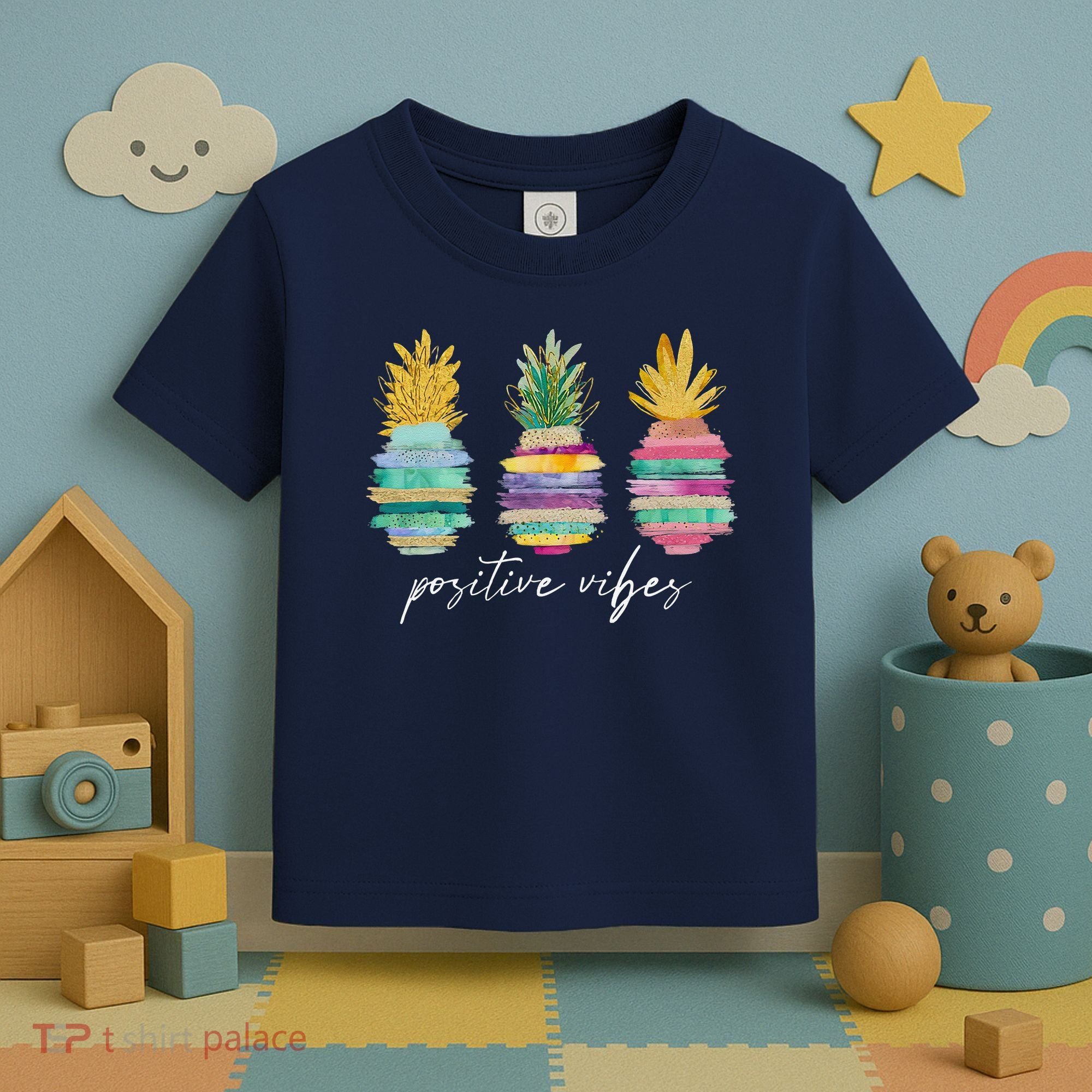 Positive Vibe Pineapple Transfer Day Infertility Ivf Mom Dad Toddler T-Shirt