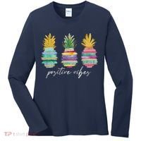 Positive Vibe Pineapple Transfer Day Infertility Ivf Mom Dad Women's Long Sleeve Shirt thumb 0