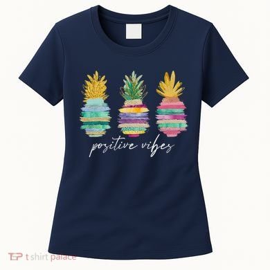 Positive Vibe Pineapple Transfer Day Infertility Ivf Mom Dad Women's T-Shirt