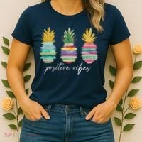 Positive Vibe Pineapple Transfer Day Infertility Ivf Mom Dad Women's T-Shirt thumb 2
