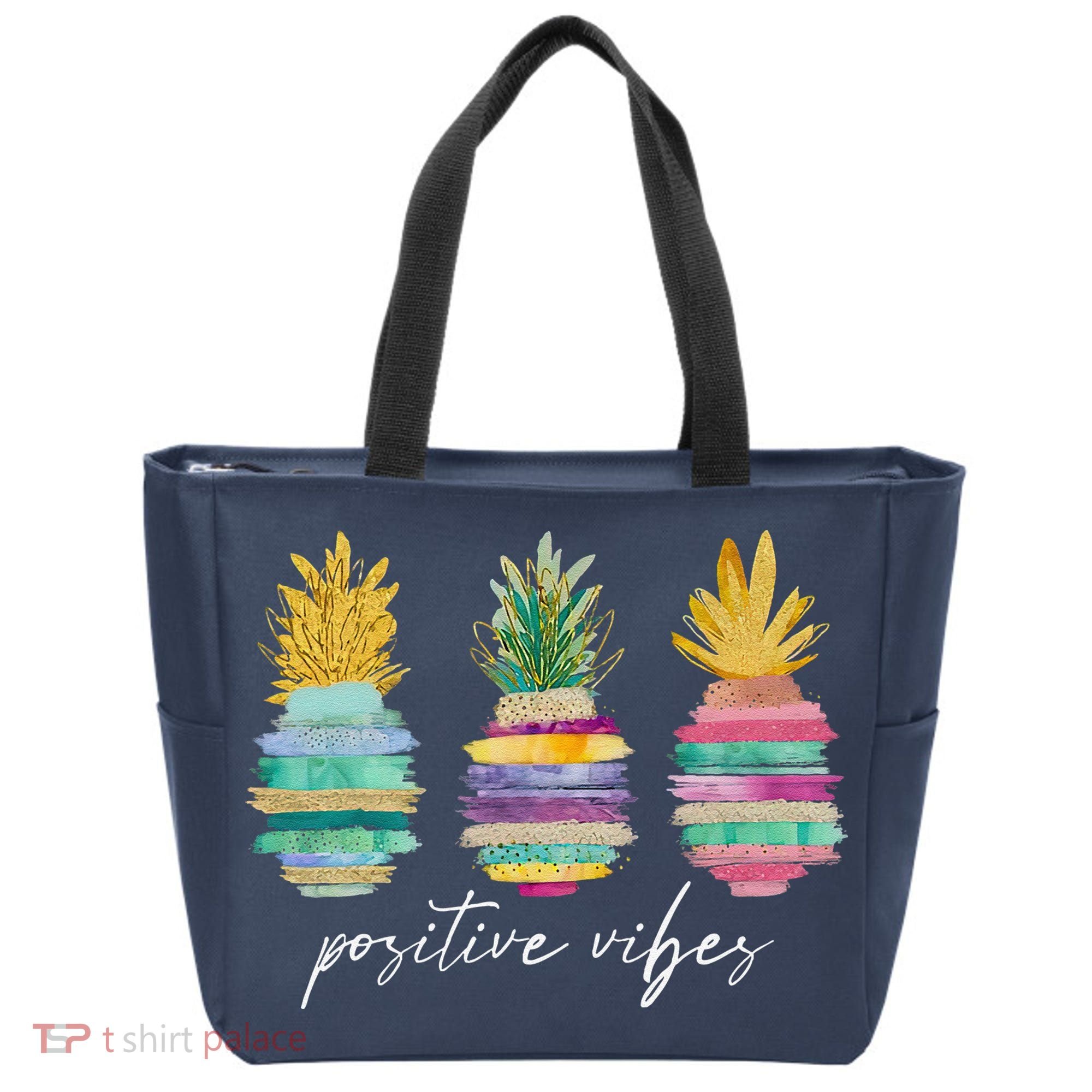 Positive Vibe Pineapple Transfer Day Infertility Ivf Mom Dad Tote Bag