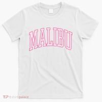 Preppy Varsity Pink Malibu CA California Font T-Shirt thumb 0