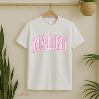 Preppy Varsity Pink Malibu CA California Font T-Shirt thumb 2