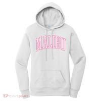 Preppy Varsity Pink Malibu CA California Font Women's Hoodie thumb 0