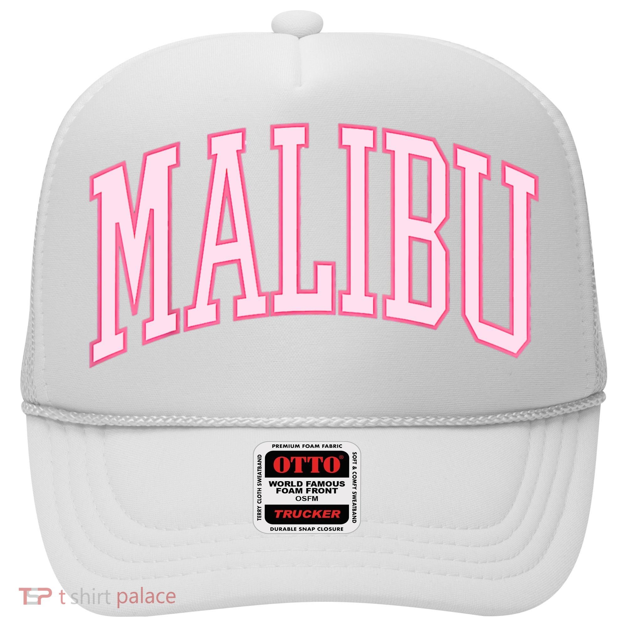 Preppy Varsity Pink Malibu CA California Font Hat