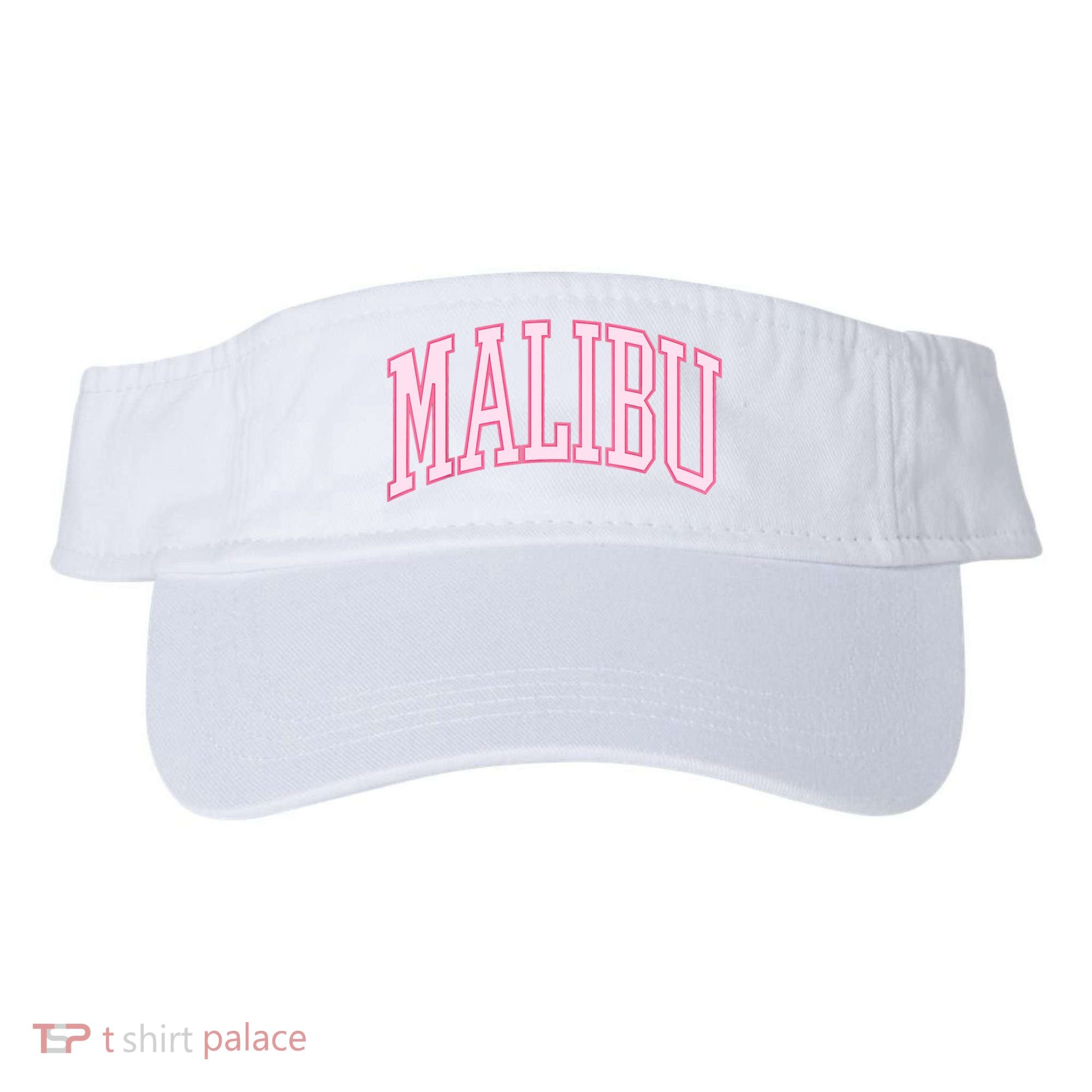 Preppy Varsity Pink Malibu CA California Font Visor