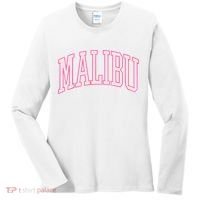 Preppy Varsity Pink Malibu CA California Font Women's Long Sleeve Shirt thumb 0
