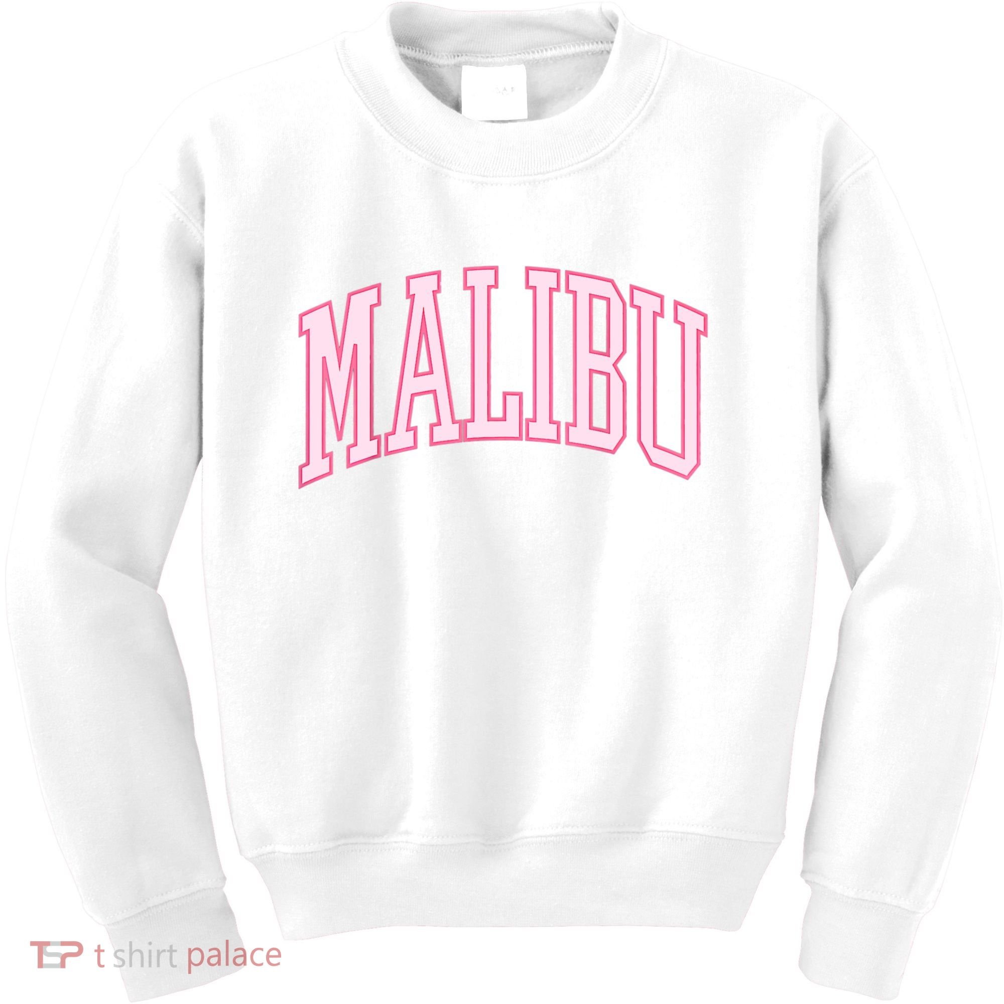 Preppy Varsity Pink Malibu CA California Font Kids Sweatshirt
