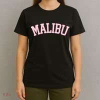 Preppy Varsity Pink Malibu California T-Shirt thumb 4