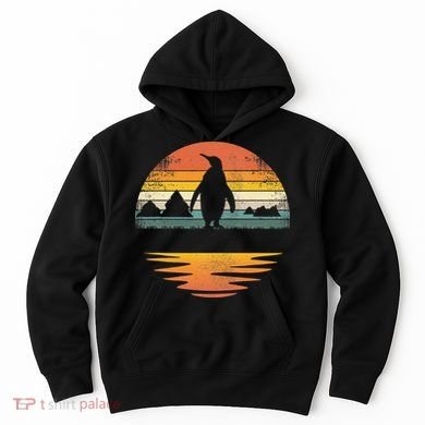 Penguin Vintage Retro Sunset Penguin Lover Hoodie