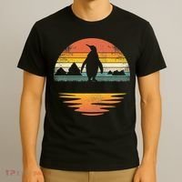 Penguin Vintage Retro Sunset Penguin Lover T-Shirt thumb 3
