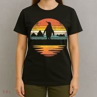 Penguin Vintage Retro Sunset Penguin Lover T-Shirt thumb 4