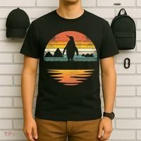 Penguin Vintage Retro Sunset Penguin Lover T-Shirt thumb 6