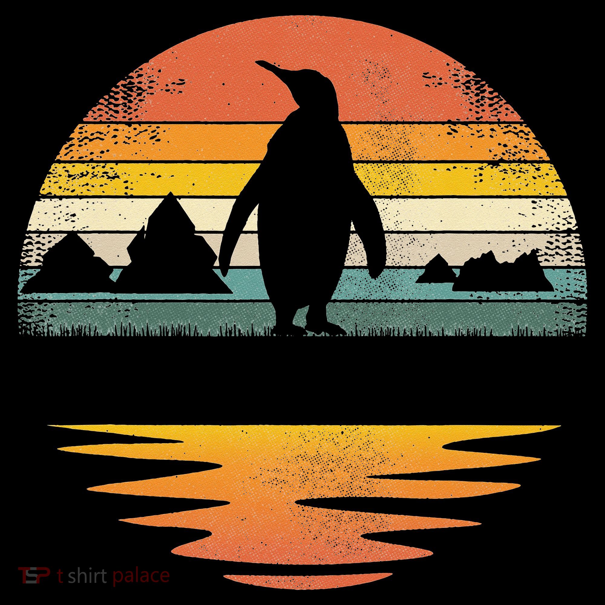 Penguin Vintage Retro Sunset Penguin Lover T-Shirt
