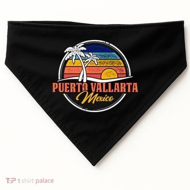 Puerto Vallarta Retro Sunset USA-Made Doggie Bandana
