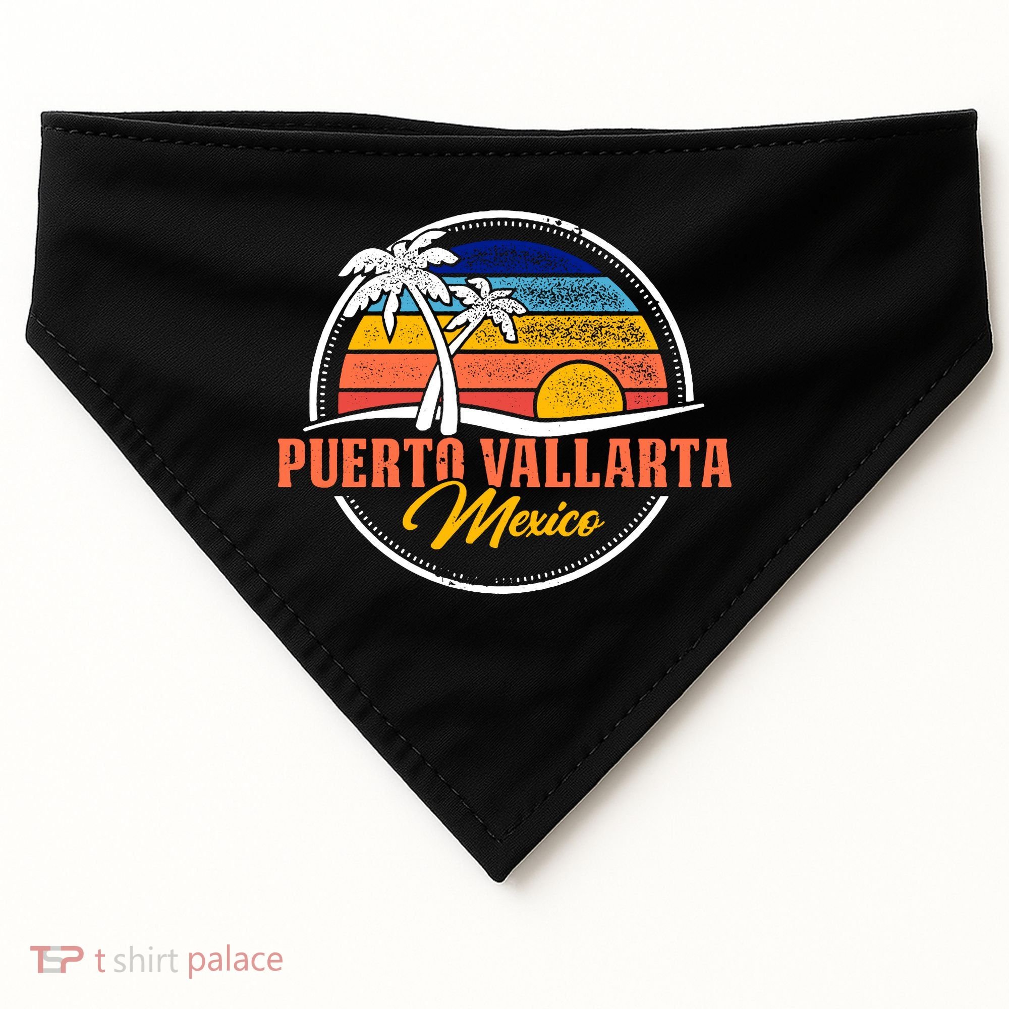 Puerto Vallarta Retro Sunset USA-Made Doggie Bandana