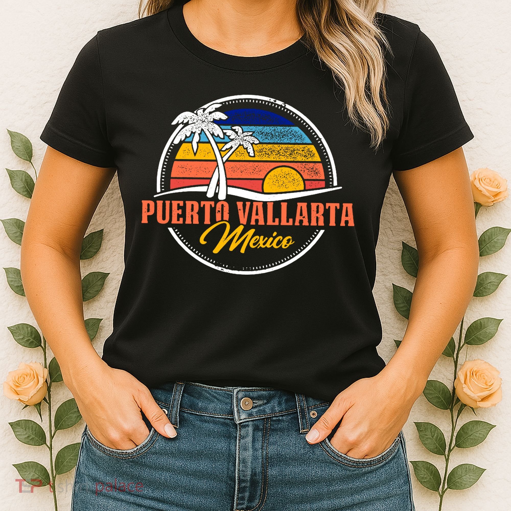 Puerto Vallarta Retro Sunset Women's T-Shirt